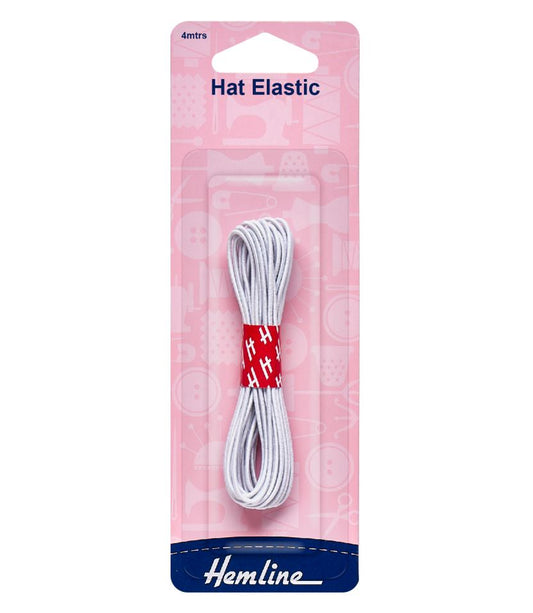 Hemline Hat Elastic White 4m