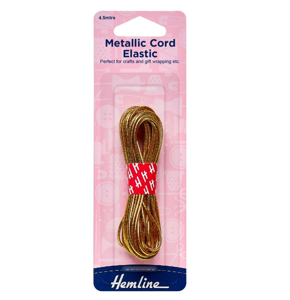 Hemline Metallic Cord Elastic 4.5m x 1.3mm Gold