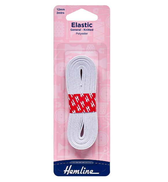 General Purpose Knitted Elastic 2m x 12mm White