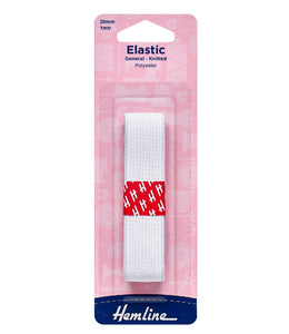 General Purpose Knitted Elastic 1m x 20mm White