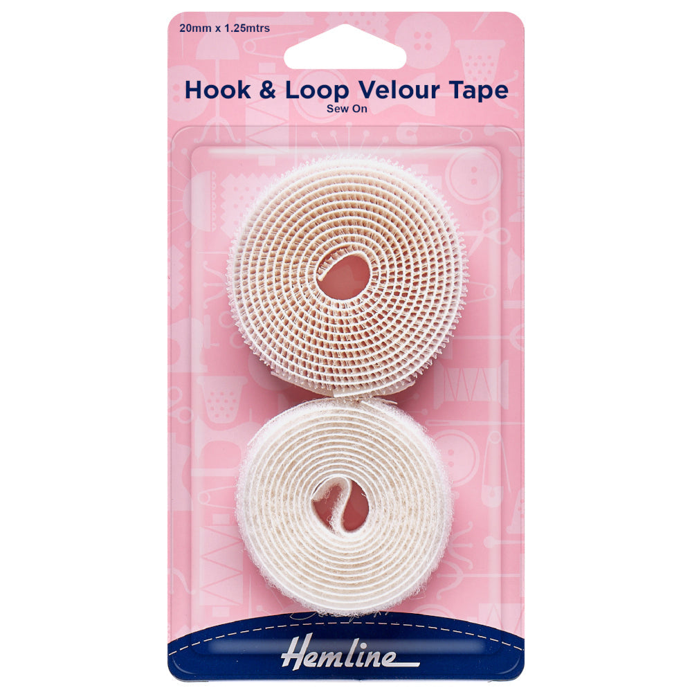 Hemline Hook & Loop Velour Tape 20mmx1.25mtrs