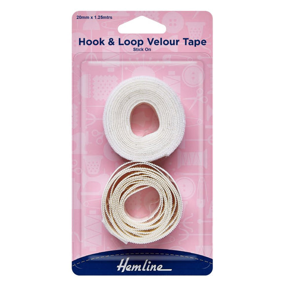 Hook & Loop Tape Stick-On Value Pack 1.25m x 20mm White