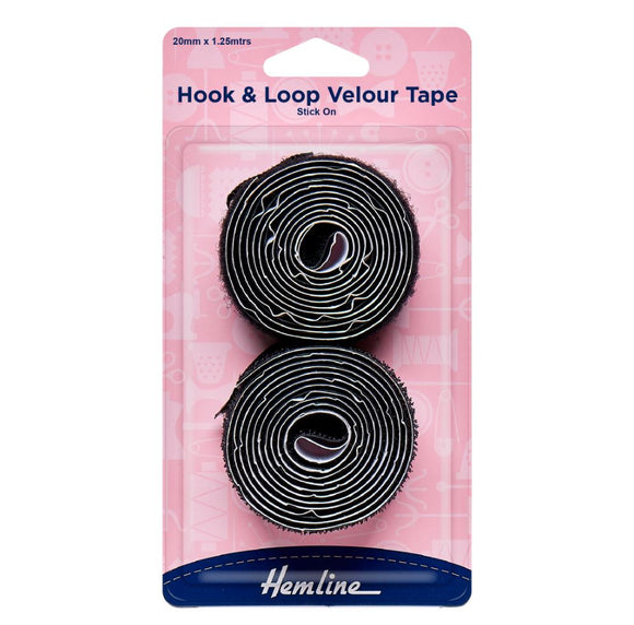 Hemline Hook & Loop Velour Tape20mm x 1.25m