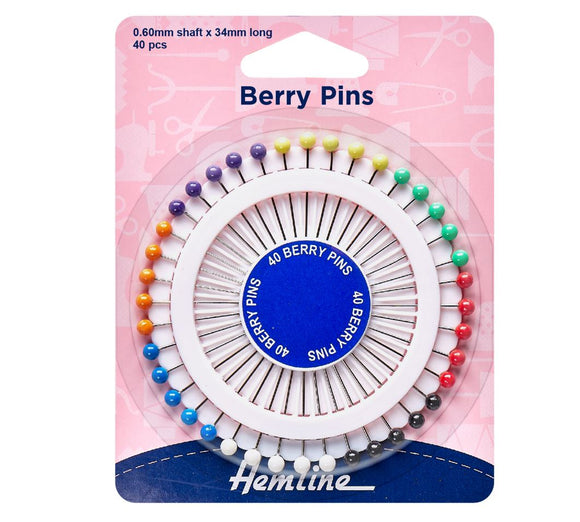 Hemline Berry Pins 0.6mm x 34mm Long 40 Pcs