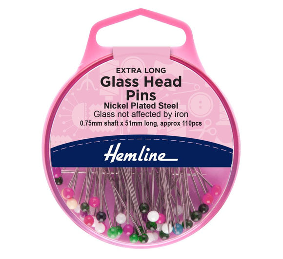 Hemline Extra Long Glass Head Pins