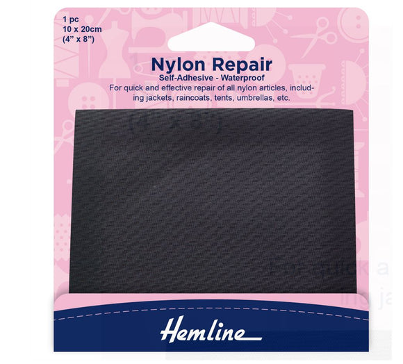 Hemline Self Adhesive Nylon Repair Patch Black - 10 x 20cm