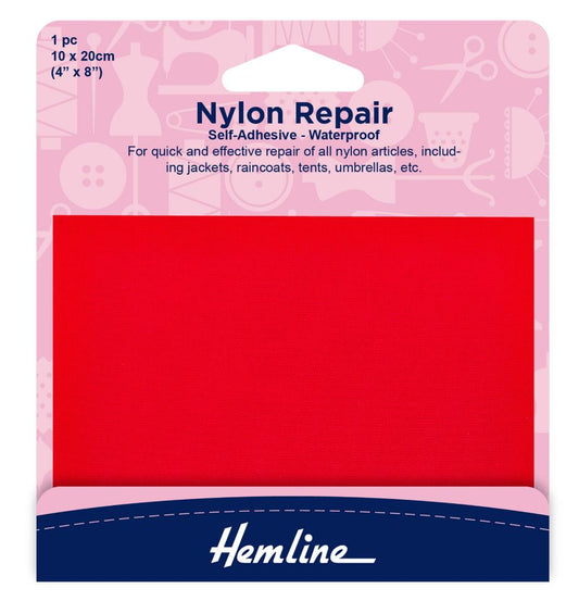 Hemline Self Adhesive Nylon Repair Patch Red - 10 x 20cm