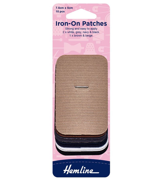 Hemline Iron On Patches 7.5x5cm (10 Pack)