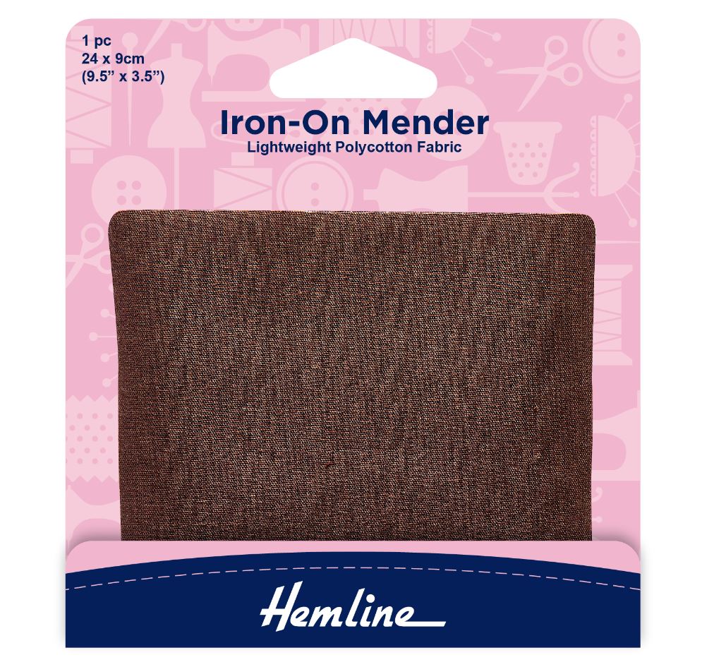 Hemline Iron On Mender 24x9cm Brown