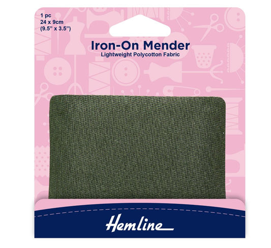 Hemline Iron On Mender 24x9cm Khaki