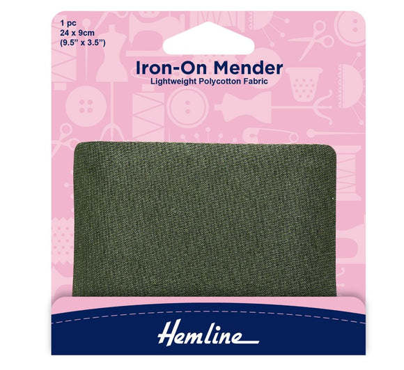 Hemline Iron On Mender 24x9cm Khaki