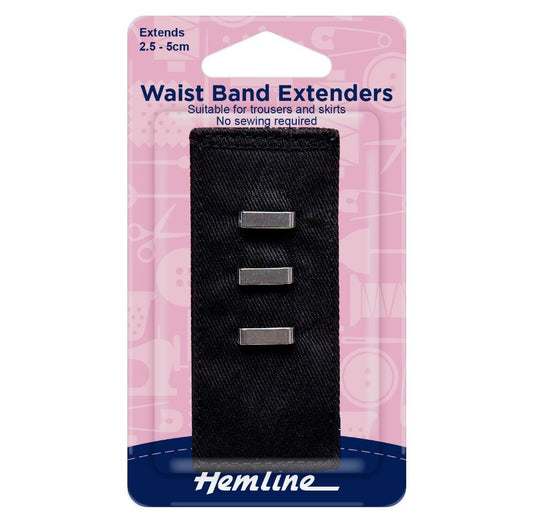 Hemline Waist Band Extender 2.5-5cm Black