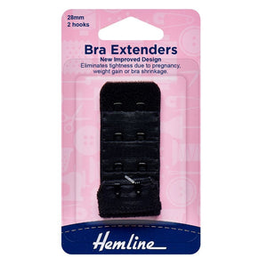 Hemline Bra Extenders 28mm 2 Hooks Black