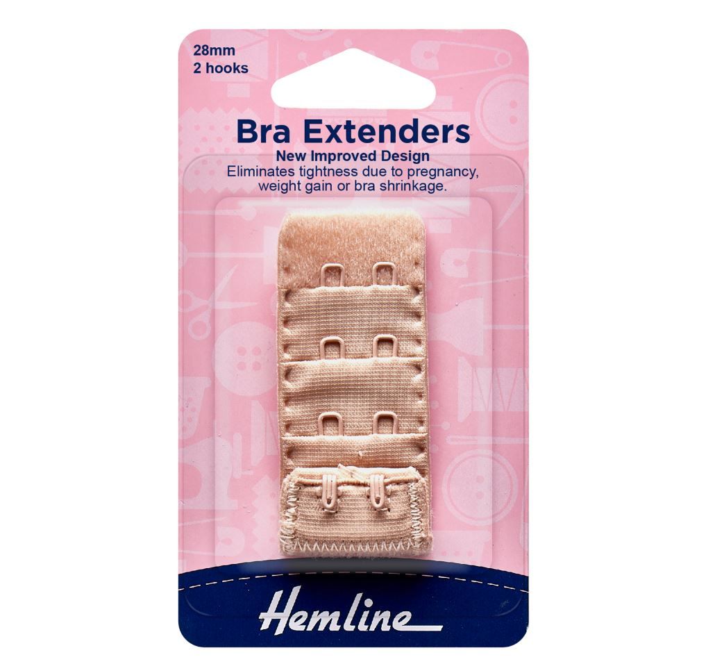 Hemline Bra Extenders 28mm 2 Hooks Nude