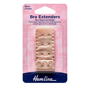 Hemline Bra Extenders 28mm 2 Hooks Nude