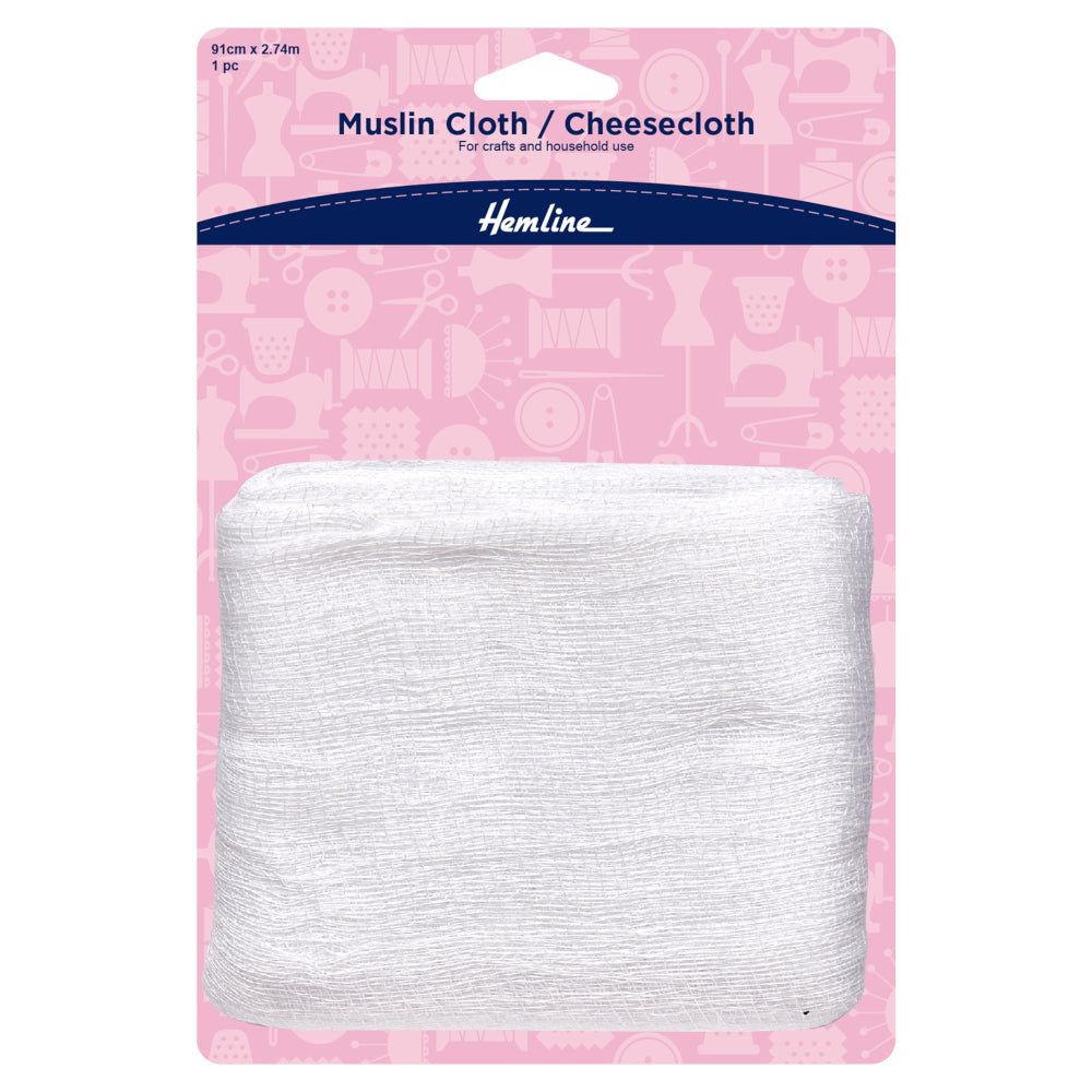 Hemline Muslin Cheese Cloth: 2.74m x 91cm Hemline Muslin Cheese Cloth: 2.74m x 91cm