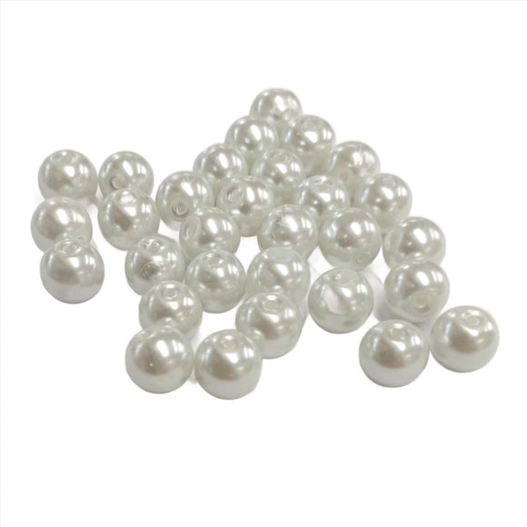 8mm Value Beads - 8mm Glass Pearl - White