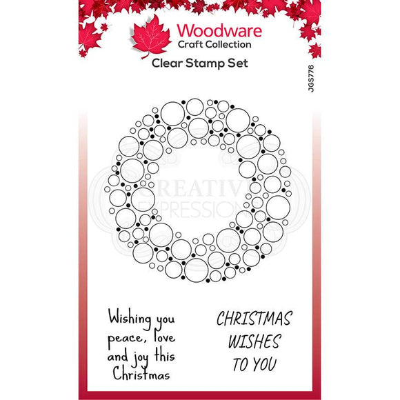 Woodware Clear Singles Bubble Holiday Wreath 4 in x 6 in Stamp