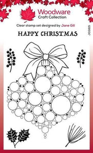 Woodware Clear Singles Big Bubble Bauble – Twigs & Berries 4 in x 6 in Stamp