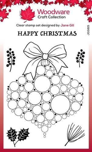 Woodware Clear Singles Big Bubble Bauble – Twigs & Berries 4 in x 6 in Stamp