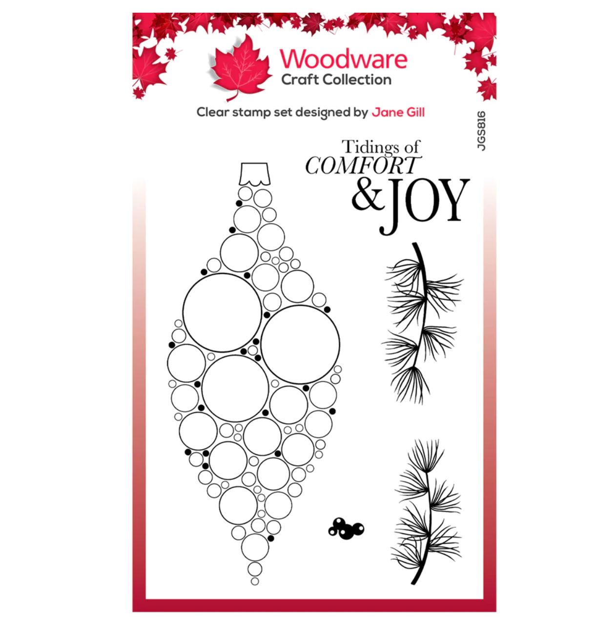 Woodware Clear Singles Big Bubble Bauble – Joy 4 in x 6 in Stamp