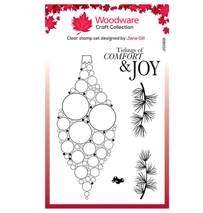 Woodware Clear Singles Big Bubble Bauble – Joy 4 in x 6 in Stamp