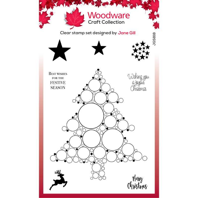 Woodware Clear Singles Big Bubble – Christmas Tree 4 in x 6 in Stamp