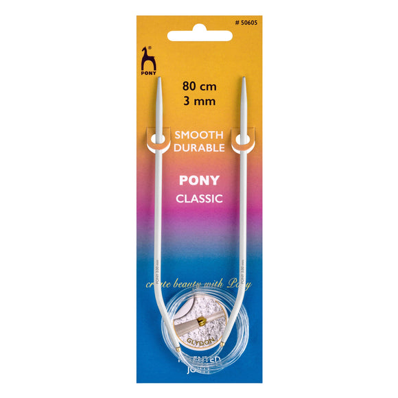 Pony Circular Knitting Pins 80cm 3mm