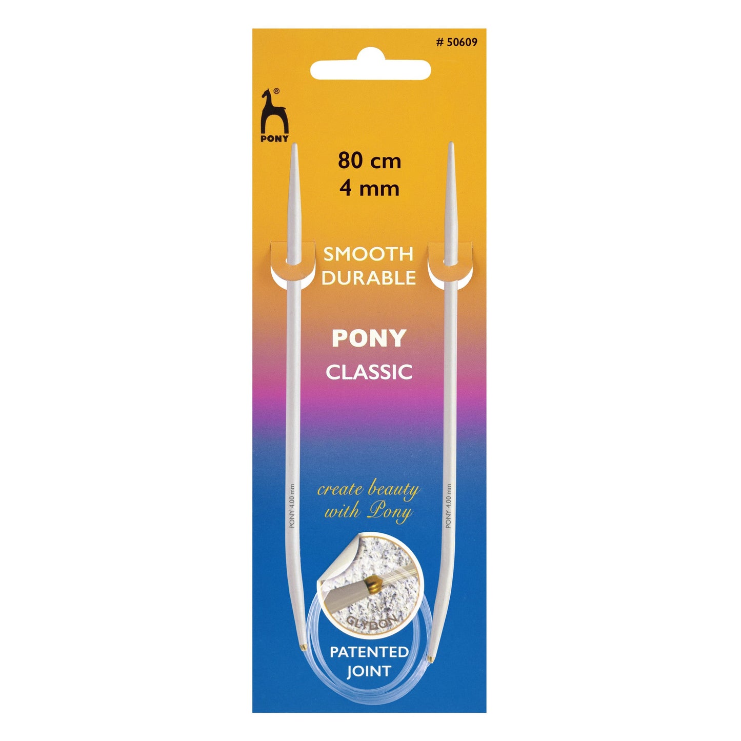 Pony Circular Knitting Pins 80cm 4mm