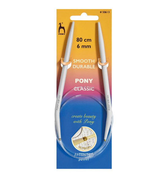 Pony Circular Knitting Pins 80cm 6mm