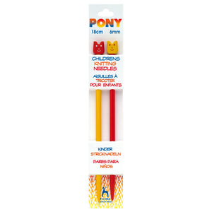 Pony Childrens Knitting Needles 18cm 6mm U.S 10