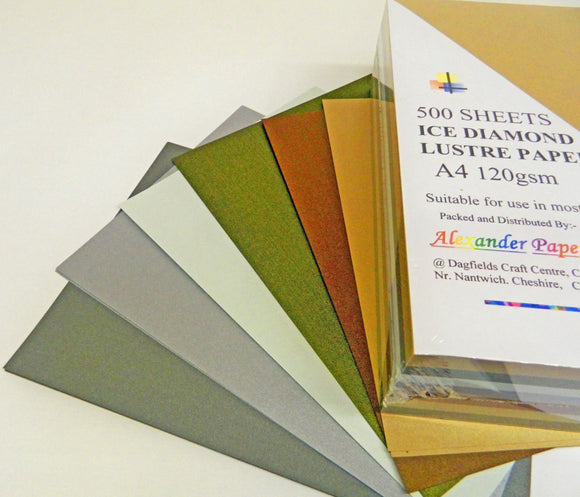 Alexander Paper - Double Sided Pearlescent Card (Ice Diamond) A4 (100 Sheets)