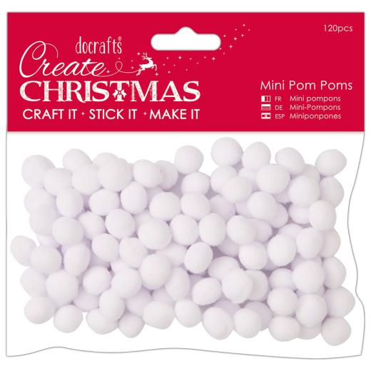 Create Christmas Mini Pom Poms - White