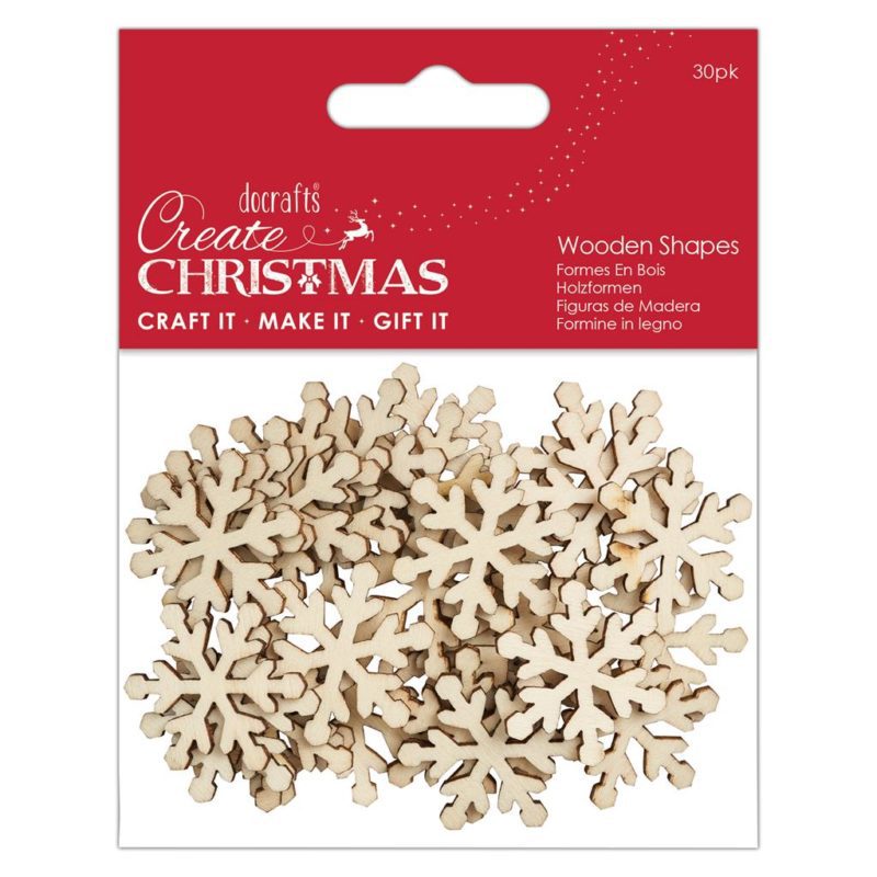 Papermania Wooden Shapes Snowflakes Natural (30pcs)