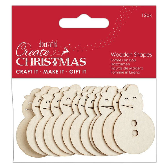 Papermania Wooden Shapes Snowman Natural (12pcs)