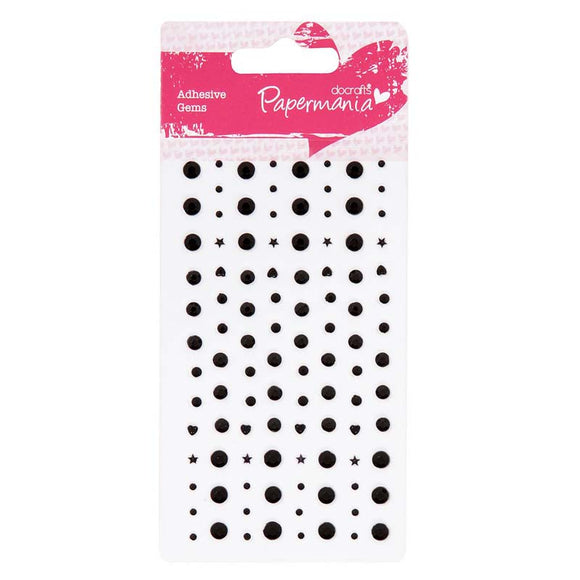 Papermania Adhesive Stones Solid Black 104pcs