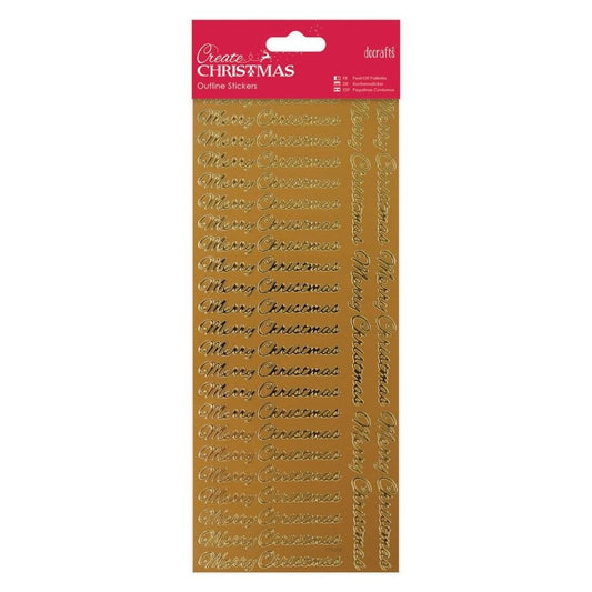 Create Christmas Outline Stickers - Merry Christmas - Gold