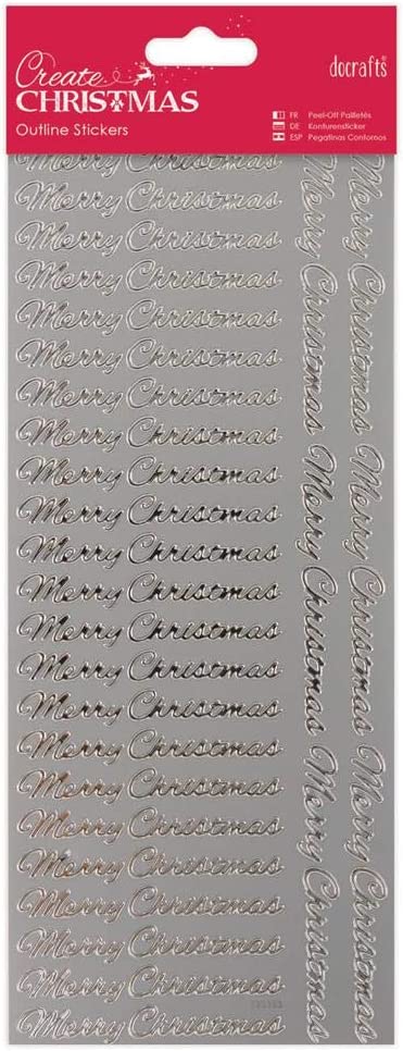 Create Christmas Outline Stickers - Merry Christmas - Silver