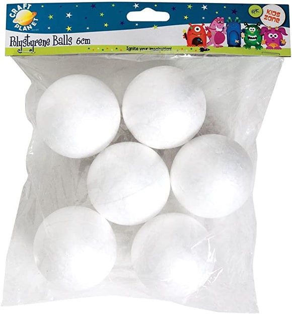 Craft Planet Polystyrene Balls 6cm CPT827904