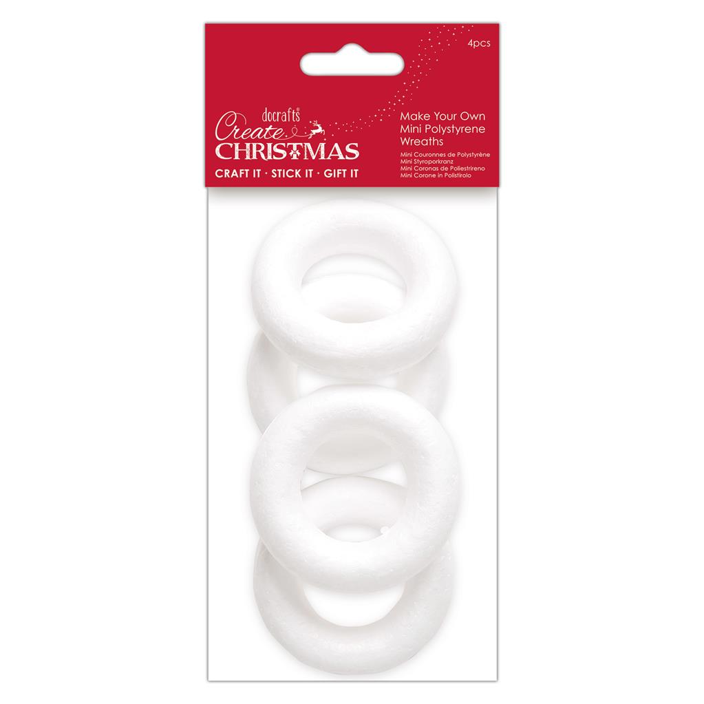 Papermania Mini Polystyrene Wreaths (80mm 4 Pieces)
