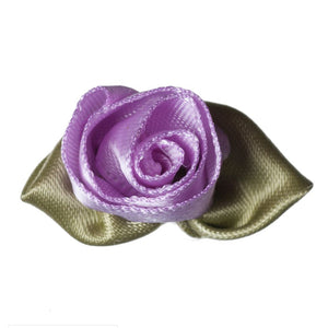 Large Ribbon Rose with Leaves -  Lilac 1pc