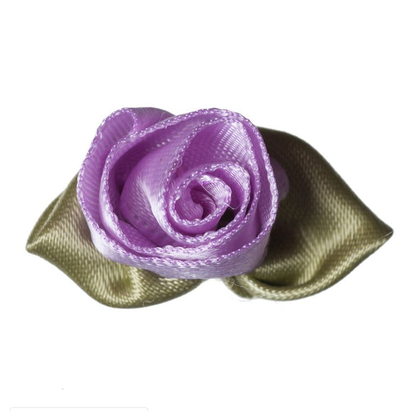 Large Ribbon Rose with Leaves -  Lilac 1pc