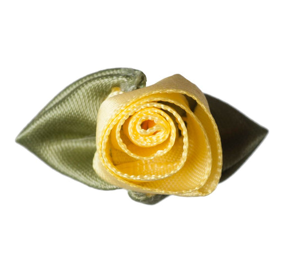 Large Ribbon Rose with Leaves -  Lemon 1pc