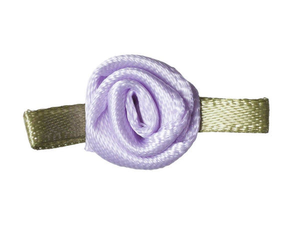 Small Ribbon Rose with Leaves -  Lilac 1pc