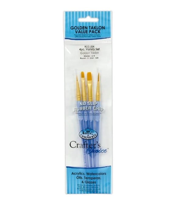 Crafter's Choice Golden Taklon Variety Brush Set 4 pc