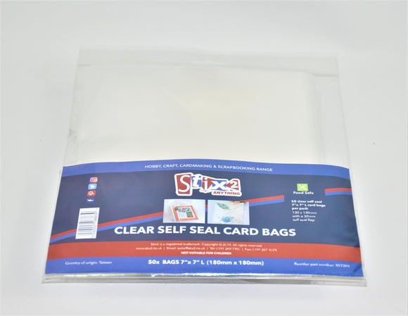 Self Seal 30 Micron Card 7 x 7 Oversized Bags (50 Pack)