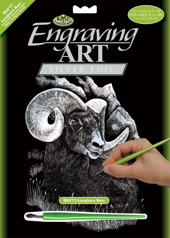 Silver Foil Engraving Art Kit Longhorn Ram