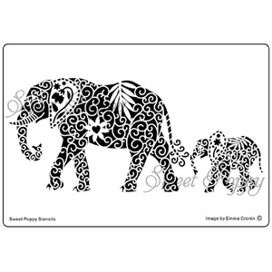 Sweet Poppy Stencil - Elephants