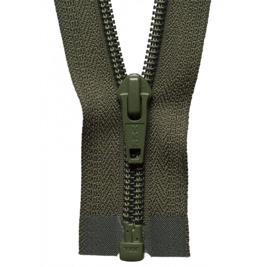56cm Nylon Open End Medium Weight Zip Khaki