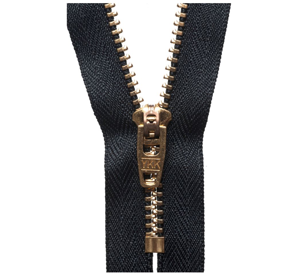 10cm Brass Jean Semi Auto Lock Zip Black